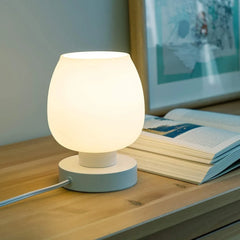 Bedside Table Lamp Set Of 2 - Small Modern Nightstand Lamp For Bedroom ,White Opal Glass Lamp Shade, Simple Design