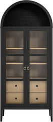 EEI-6639-BLK-OAK Nolan Tall Arched Storage Display Cabinet, Black Oak