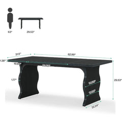 Dining Table for 4-6, 63-Inch Rectangular Wood Kitchen Table, Large Dinner Table Wooden Dining Room Table, Dining Room Furniture