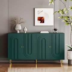 60" Modern Sideboard Buffet Accent Cabinet, Green Entryway Table with Storage Wood Credenzas for Living Room Home Bar