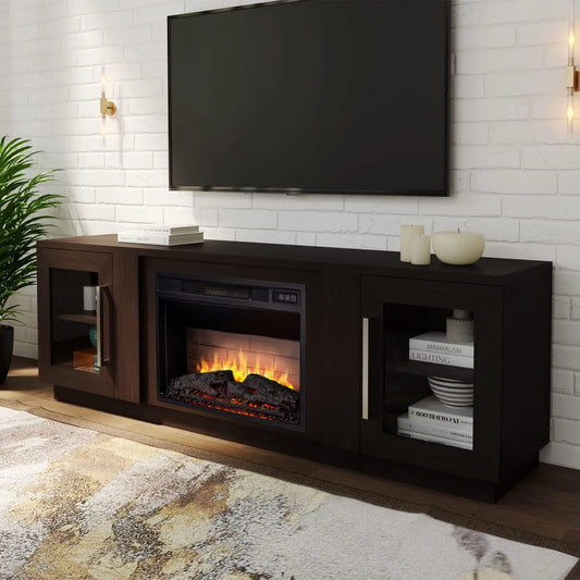 3D Fireplace TV Stand for TVs Up To 80’’ Wooden Media Entertainment Center Table TV Cabinets Electric Fireplace W/Remote Control