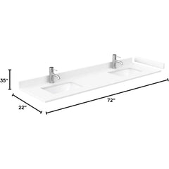 72 Inch Double Bathroom Vanity,  White Cultured Marble Countertop, Undermount Square Sinks, No Mirror,Bathroom Cabinets