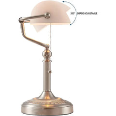 New Plug In Table lamp Glass Shade Bankers desk Lamp with Zipper Switch E27/E26 Living room Bedroom Bedside Sofa Library