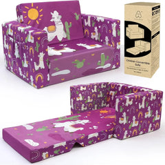 Kids Couch: Toddler Sofa Bed Fold Out for Gilrs Boys Baby Flip Out Convertible Lounge Chair Dinosaur