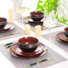 Ceramic Dinnerware Sets,Stoneware Coupe Plates and Bowls Sets,Highly Chip and Crack Resistant | Dishwasher & Microwave