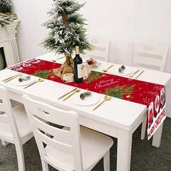 Christmas Table Runner Xmas Table Flag Cover 2023 Merry Christmas Decorations for Home 2024 New Year Navidad Tablecloth