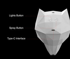 New Portable and Color-Changing LED Light Wolf Air Humidifier for Ultimate Relaxation! High-Efficiency 600ML USB Diffuser with E