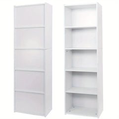 5-Tier Reversible White Open Shelf Bookcase Bookcase Bookshelf Storage Home