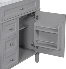 bathroom organizers, Bathroom Vanity with Sink, Modern Bathroom Cabinet with Drawers and Tip Out Drawer, Freestanding Bathroom V