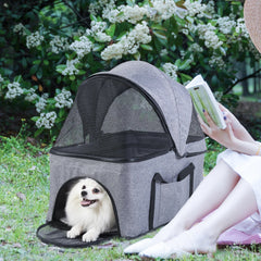 Large Pet Stroller Pram Dog Carrier Trailer Stroller Travel Walk Carrier with Detachable Carrier Cart  Load 30kg