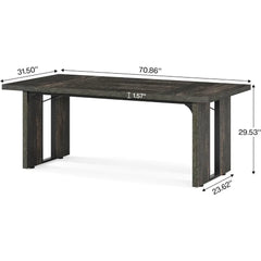 Large Dining Table 71" for 6 to 8 People, Rustic Farmhouse Style Dinner Table, Rectangular Dining Table for Kitchen, Dining Room