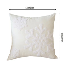 Christmas Embroidered Pillow Cover 18X18 Inch Embroidery Snowflake Decorative Pillowcase Zipper Closure Pillowcase Enhance Room