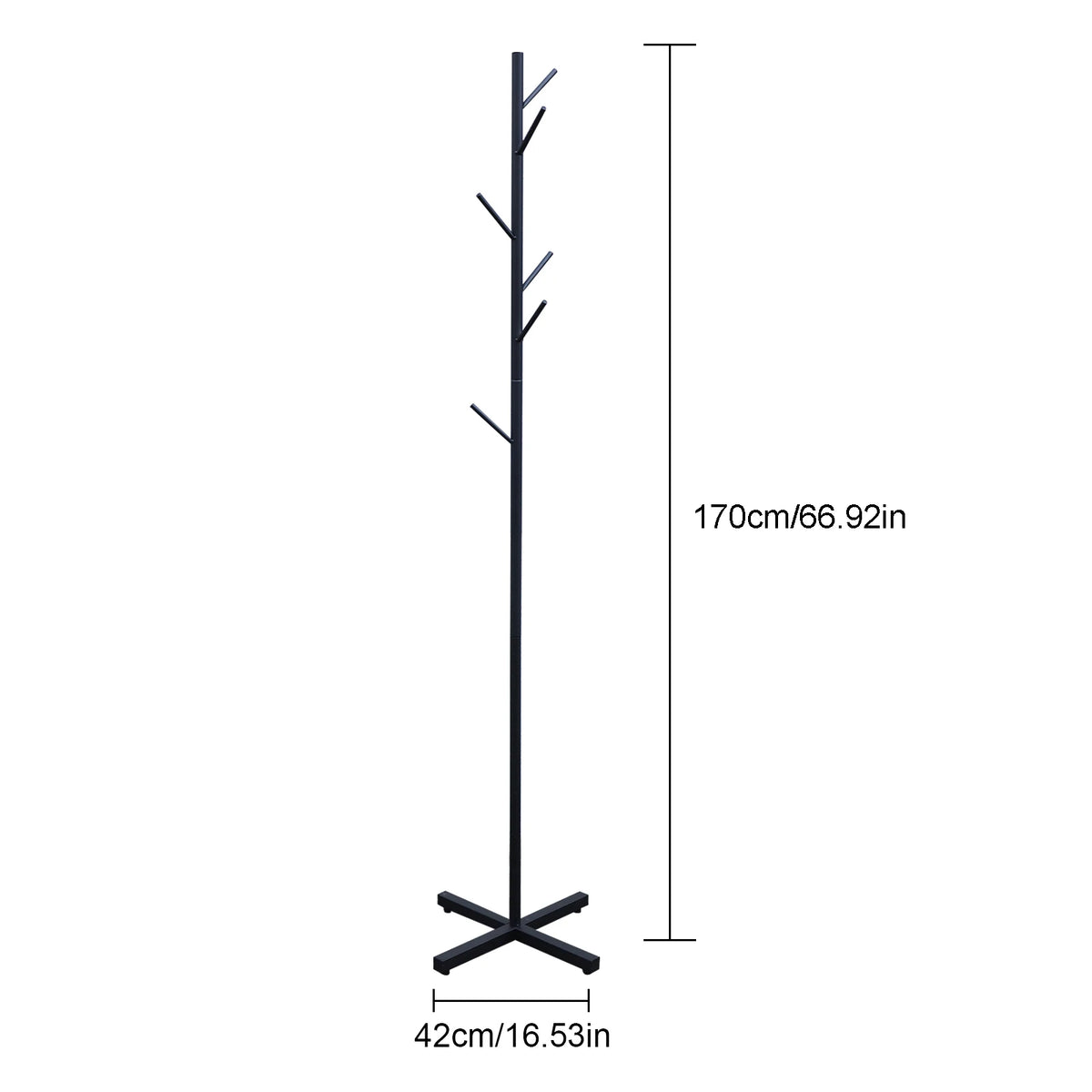 CNCEST Pine Wood Coat Rack With 8 Branch Hooks Easy to Install Modern Tree Shape Coat Rack For Living Room Bedroom