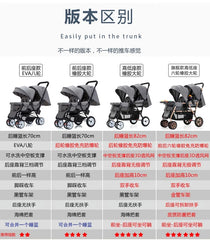 Twin baby strollers double front and back seat lie portable foldable child Cart