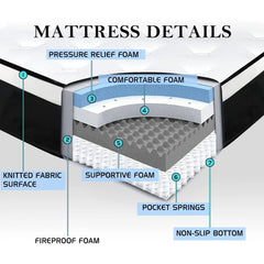 Twin Mattress, 14 Inch Euro Top Twin Size Mattress in a Box,Memory Foam Hybrid Mattress with Individually Pocket Springs