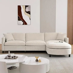 Modular Sectional Sofa, Convertible Modern L Shaped Sofa Chenille Cloud Couches Set with Ottoman for Living Room