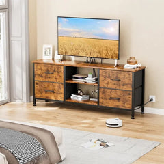 Dresser TV Stand, Wide Dressers & Chests of Drawers with Charging Station & 4 Drawers Storage for 50 inch TV, Media