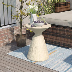 Outdoor Side Table, Mushroom Shaped MgO Accent Table, Lightweight Patio End Table with Rotund Base