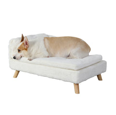 Elevated Pet Bed,Nordic Pet Stool Bed with Cozy Pad Waterproof,Pet Sofa Bed with Sturdy Wood Legs for Small Dog Kitten