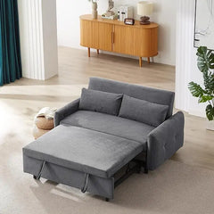 Modern Convertible Sleeper Sofa Bed, Seat Lounge Sofa w/Reclining Backrest,Toss Pillows,Sofa Couch Pullout Bed for Living Room