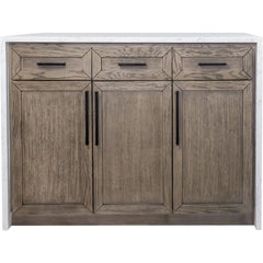 48-inch Kitchen Island (Engineered Marble): Includes Gray Oak Kitchen Island Cabinet with Engineered Marble Waterfall Countertop