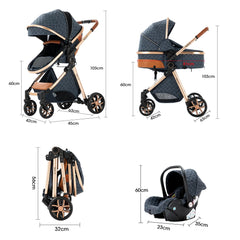 Luxury Portable Travel Pram 3 in 1Baby Stroller High Landscape Baby Pushchair Baby Travel Stroller Newborn Stroller