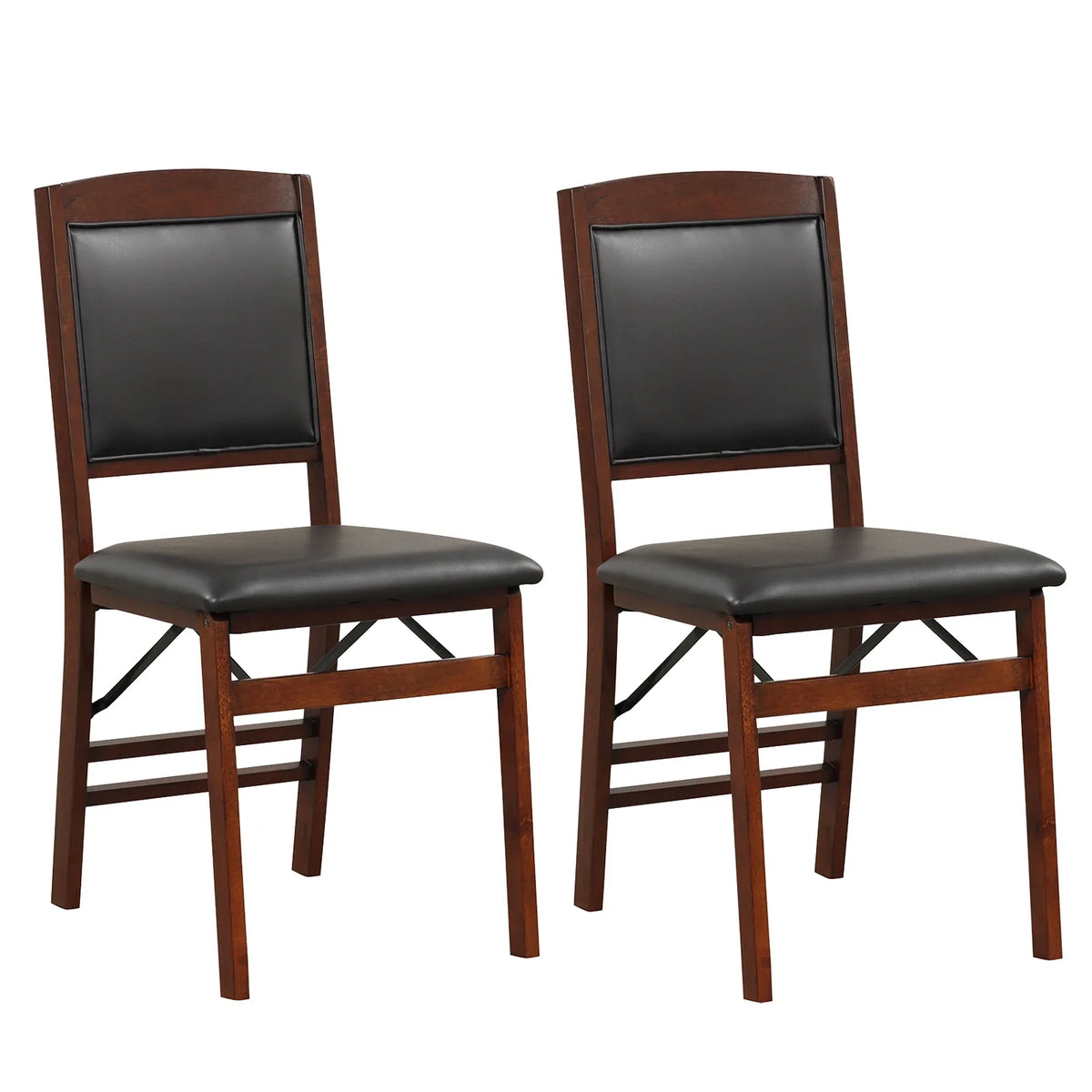 2 Pack Folding Dining Chairs Foldable Chairs w/ PVC Padded Seat & High Backrest