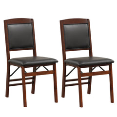 2 Pack Folding Dining Chairs Foldable Chairs w/ PVC Padded Seat & High Backrest