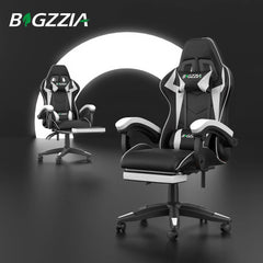 Bigzzia Gaming Chair with Footrest Gamer Chairs Ergonomic with Lumbar Cushion Headrest Chair Height Adjustable Office Chair