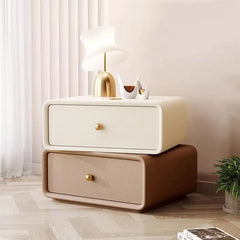 Bedside Table.360 Degree Rotation, Night Stand with 2 Drawer, Nightstands, Bedside Table End Table for Bedroom Living Room