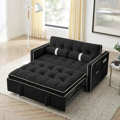 55 Inch Sofa Bed,Pull-Out Sofas, 3-in-1 Comfortable Convertible Futon Sofas, Velvet Double Lounge Sleeper, Sofa Sleeper