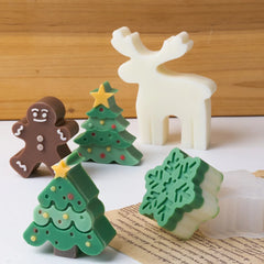 Christmas Tree Snowflake Silicone Candle Mold DIY Xmas Ornaments Making Soap Plaster Resin Casting Molds  Decor Craft Gifts