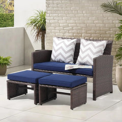 OC Orange-Casual Outdoor Loveseat 3 Piece Patio Furniture Set Outdoor Conversation Set All-Weather Wicker Love Seat