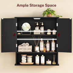 Bathroom Wall Cabinet, Bathroom Cabinet with Barn Doors & Adjustable Shelf, Medicine Cabinet for Laundry Room, Living Room