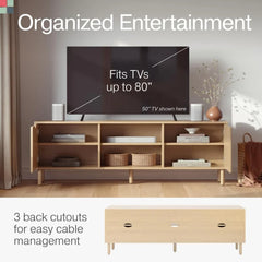 Contemporary Fluted TV Stand - Media Console - 70 Inch Entertainment Center with Storage - Console Table for Living Room