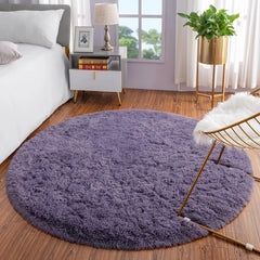 Round Rug Fluffy Soft Area Rugs for Kids Girls Room Princess Castle Plush Shaggy Carpet Cute Circle Nursery Rug for Bedroom