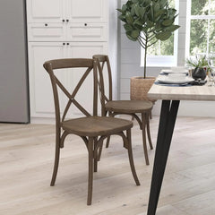 Bardstown Bistro Style Wooden Dining Chair - Medium Natural White Grain - High X-Back