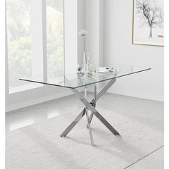 Tempered Glass Dining Table with Chromed Legs,47in Rectangular Kitchen Table for Kitchen Dining Room Home Office (47.24 * 27.55)