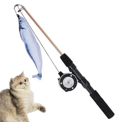 Retractable Cat Wand Toy Cat Teaser Fish Toy With And Wheel Kitten Toys With Fishing Pole For Cats Kittens Having Fun Exerciser