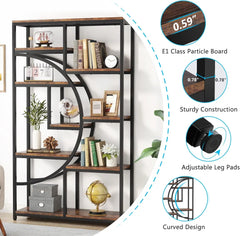 5 Tier Display Cabinet, Bookshelves Shelf Storage Organizer with 9-Open Storage Shelf for Living Room, Bedroom. Display Cabinet