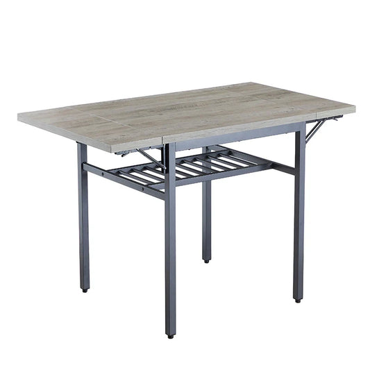 Folding Dining Table, 1.2 inches thick table top, for Dining Room, Living Room, Grey, 63.2'' L x 35.5'' W x 30.5'' H. 