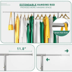 Clothing Rack for Hanging Clothes, Rolling Heavy Duty Clothes Rack with Wheels for Walk-in Closet