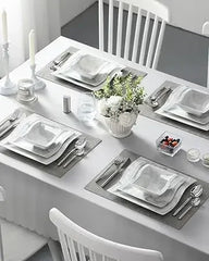 MALACASA Dinnerware Sets for 6, 30-Piece Square Plates and Bowls Sets, Porcelain Dishes Dinnerware Set with Dinner Plate and