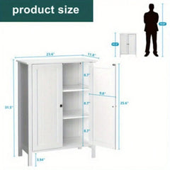 Floor Stand Storage Cabinet Cupboard with Door Pantry Home Kitchen 3 Shelves