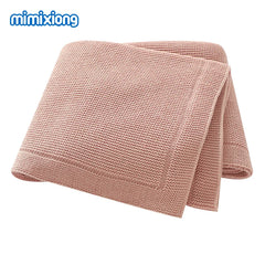 Cotton Baby Blankets Knitted 100*80cm Solid Color Quilts for Newborn Boy Girl Stroller Bedding Swaddle Wrap Portable All Seasons