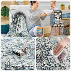 Washable Rug,with Non-Slip Backing, Non-Shedding Floor Mat Throw Carpet for Living Room Bedroom Kitchen Laundry Home Office,