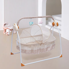 5 Gears Electric Auto-Swing Baby Crib Cradle Sleep Bed Infant Rocker+Net Music Bluetooth Music Adjustable+ Mat