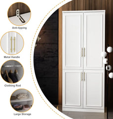 Armoire Wardrobe Closet Collection with Drawers & Hanging Rods, Closet Organizer, Armoire Wardrobes,Bedroom Funiture