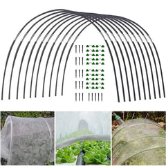 Flexible Fiberglass Hoops for DIY Plant Tunnel Arches Steel Connectors and Mulch Clips for Raised Beds and Greenhouses