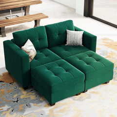 Sectional Modular Sofa with Storage Seats, Velvet Couch for Living Room, Apartment,Small Space